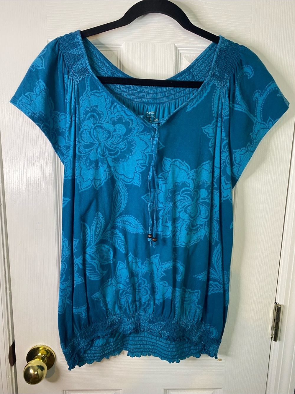 Sonoma Teal Floral Scoop-Neck Tunic Size Petite XLarge.